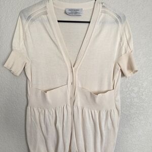 Yves Saint Laurent Ivory Button-Up Cardigan